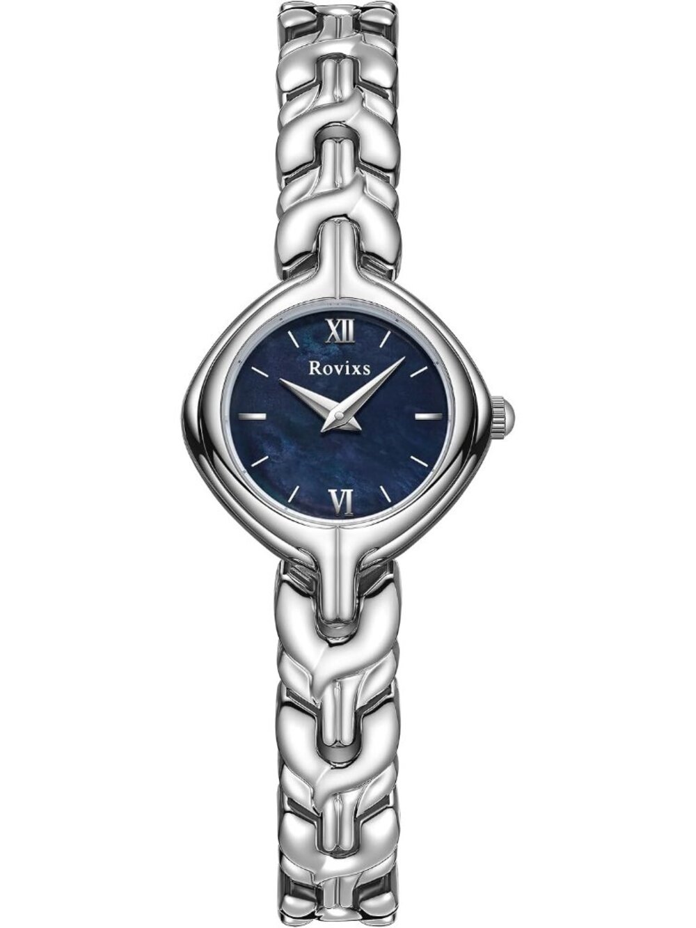 Women's Silver Black Small Vintage Quartz Japanese Movement Elegant Dress Watch